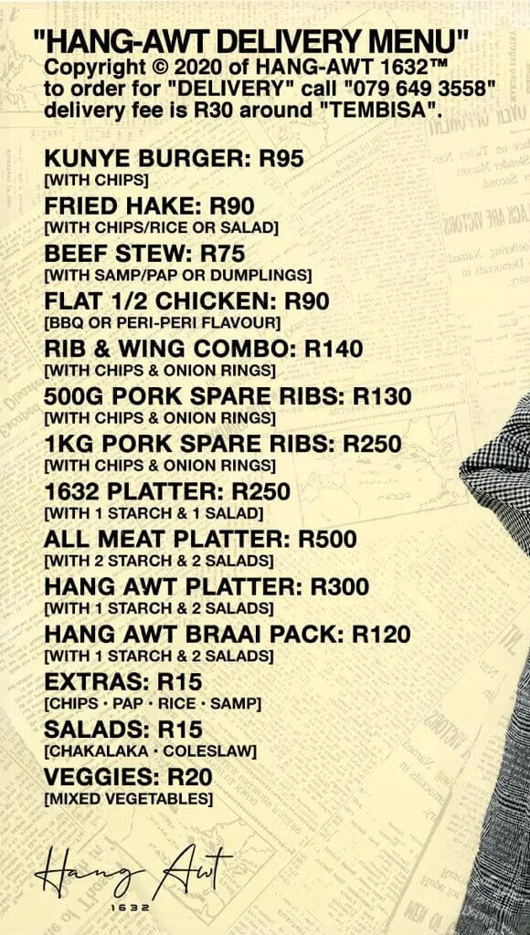 Mobile version of the original Hang Awt delivery menu