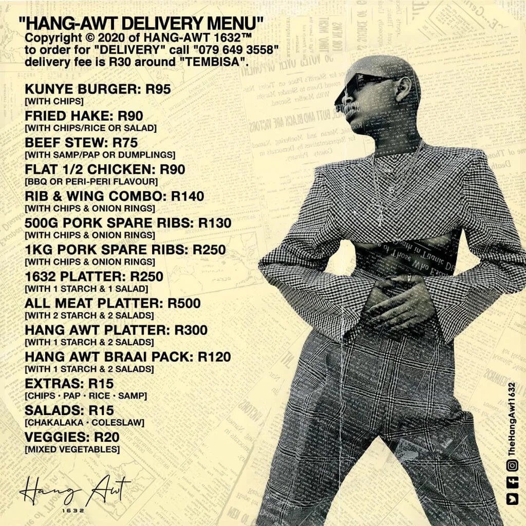 Original Hang Awt delivery menu poster