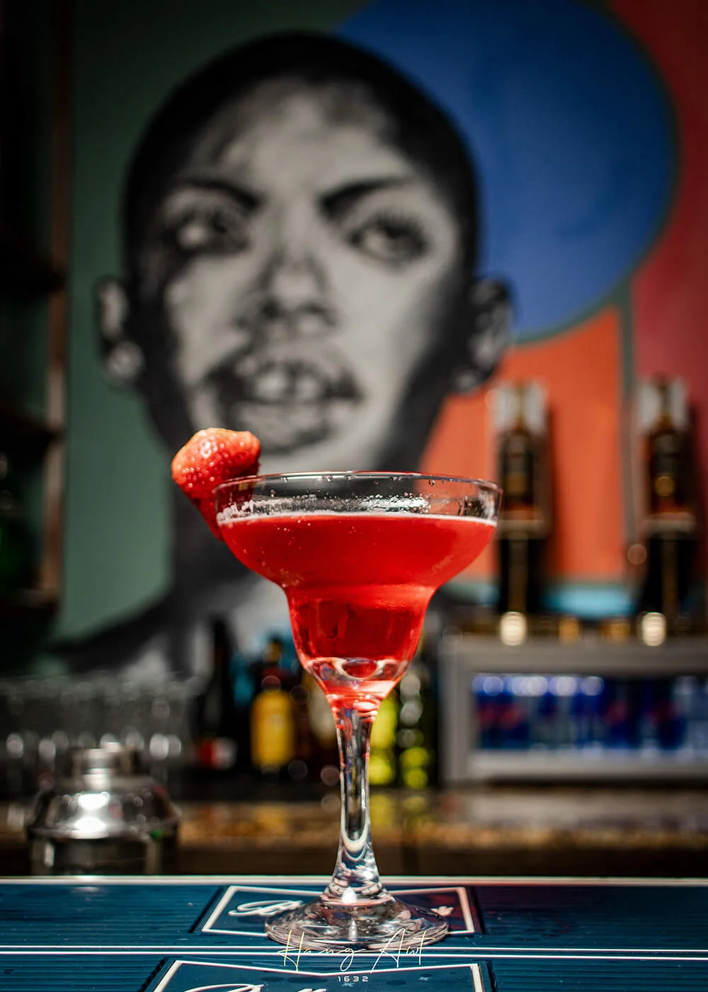 Red cocktail prepared at the Hang Awt bar